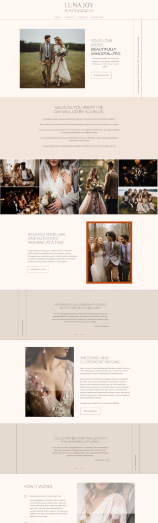 Showit template for photographers full page screenshot