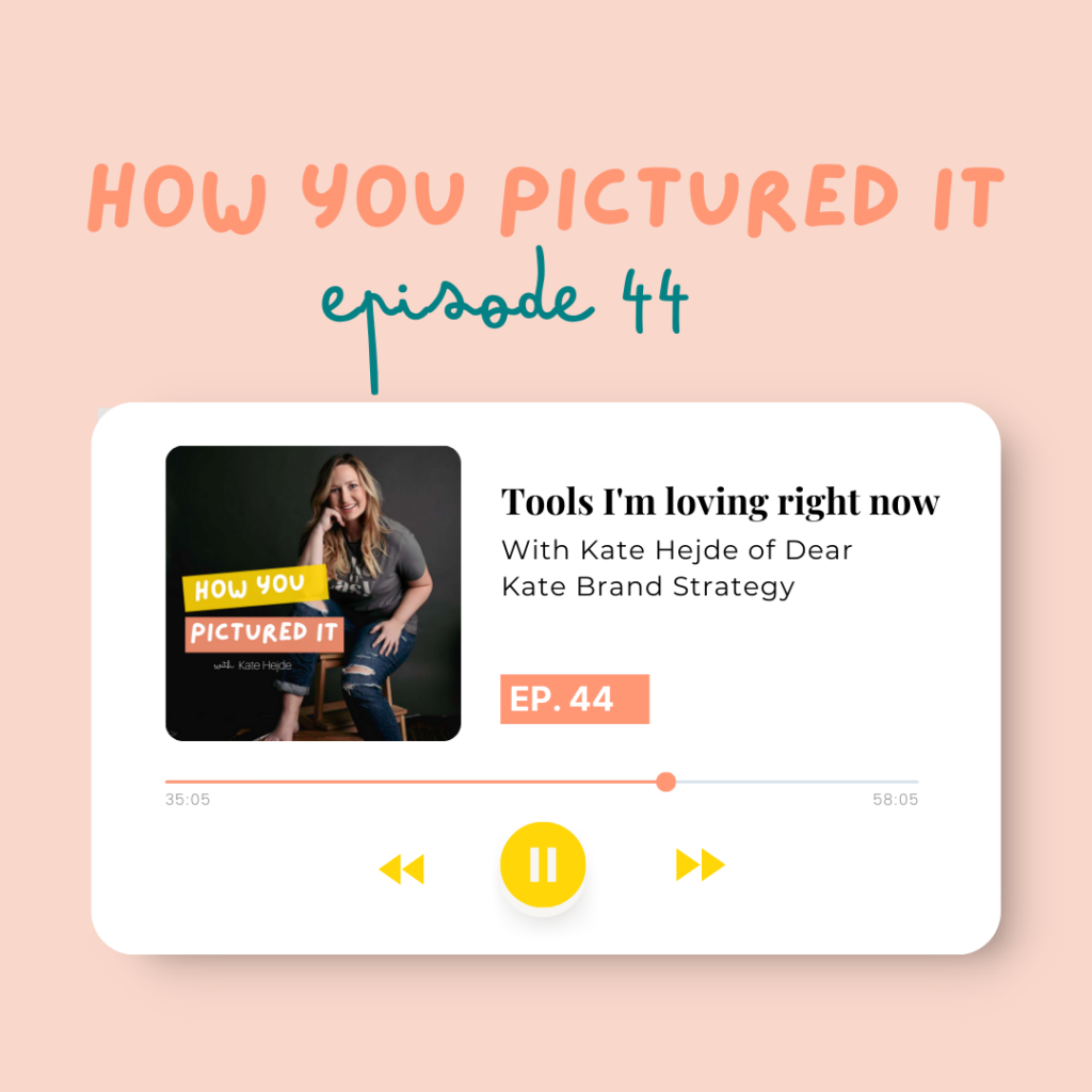 Episode 44 of How You Pictured It: Tools I'm loving right now podcast cover
