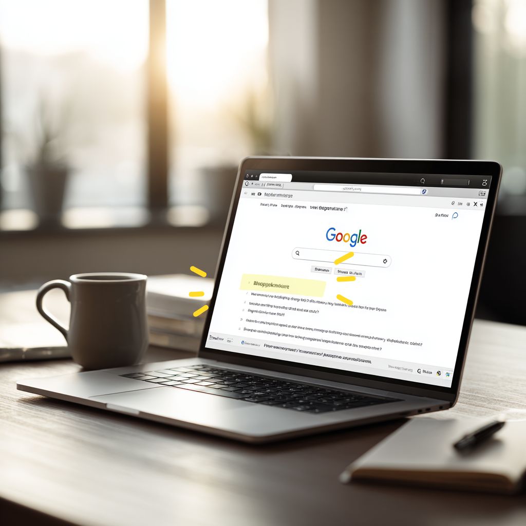 Image showing google search results on laptop screen and why your diy website isn't getting clients