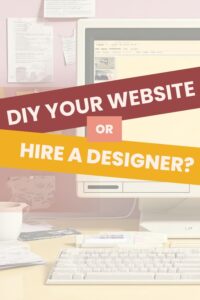 Should you DIY Your Website or Hire a Designer? text over image of an old computer